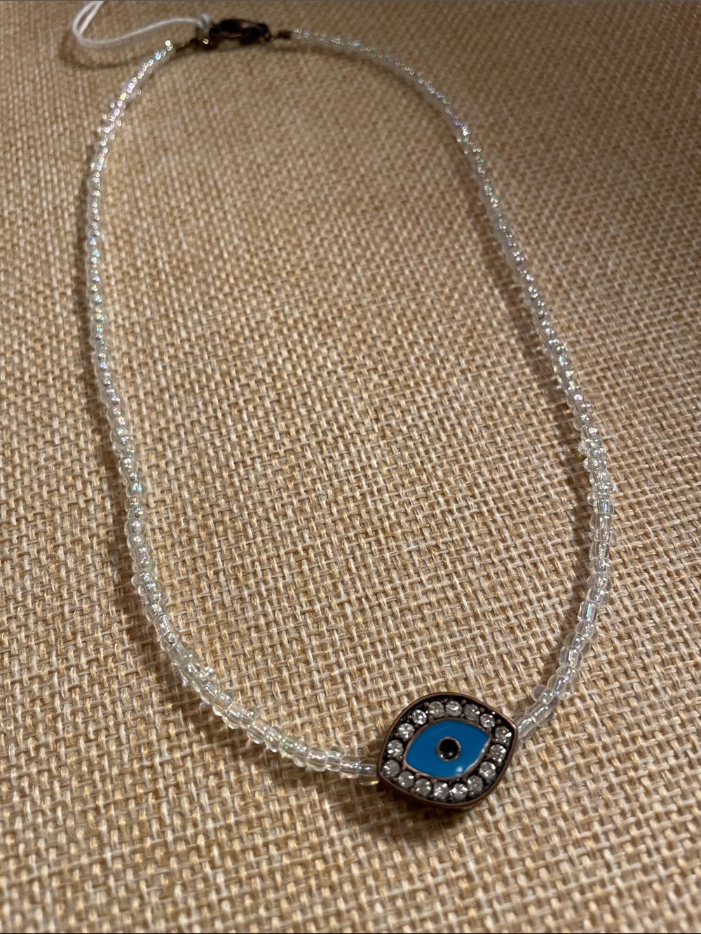 Blue Evil Eye Crystal Bead Necklace